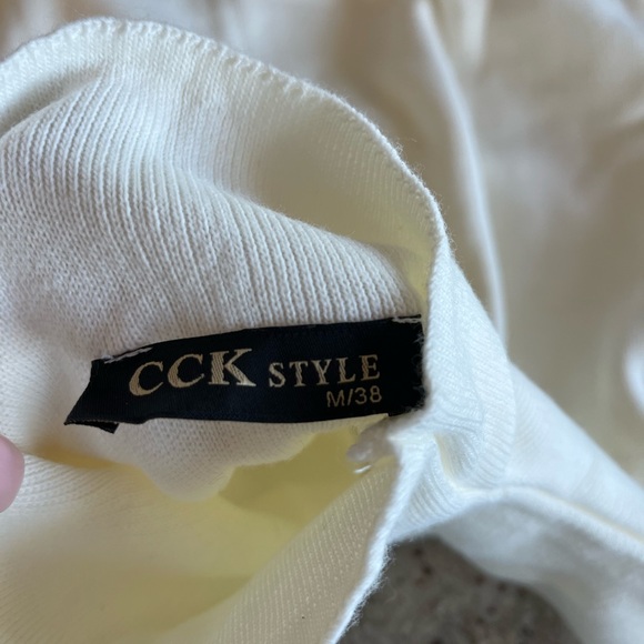 Ladies CCK Cream Mock Neck Sweater | Soft Knit Minimalist Style | Size M - Picture 3 of 3